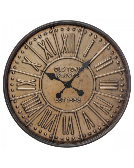 Zegar metalowy stare złoto Old Town 60 cm