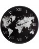 Zegar ścienny Mapa Świata czarny