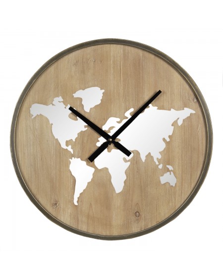 Zegar ścienny z mapą świata lustrzany 61 cm