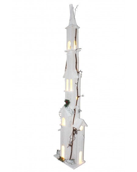 Domek drewniany biały LED 110 cm