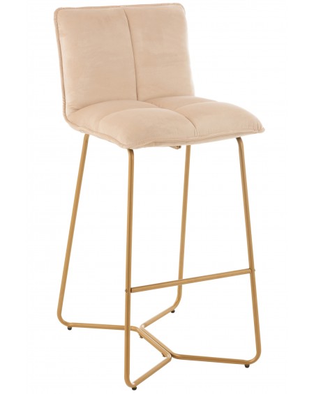 Krzesło barowe welur na złotej podstawie Perro