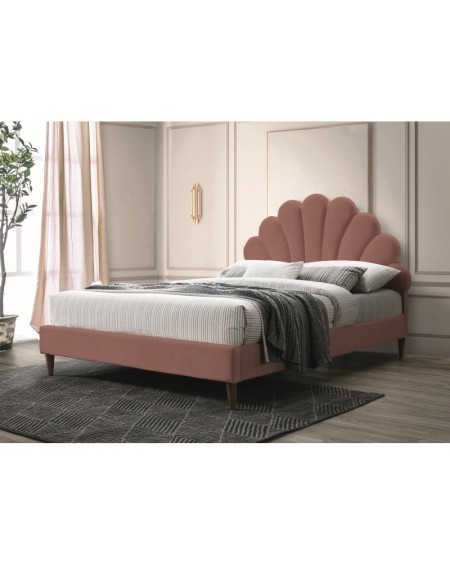 Łóżko Shell aksamitne różowe 160x200 cm