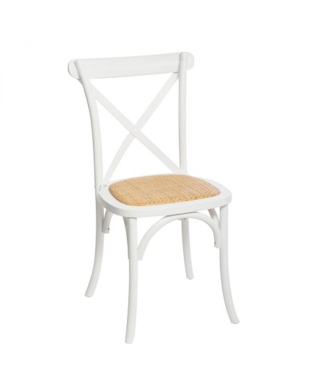Krzesło Vintage drewniane z plecionką białe