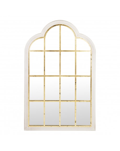 Lustro okno ze szprosami złote 140 cm