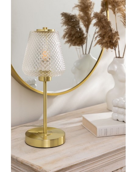 Lampa stołowa złota ze szklanym kloszem Yulen