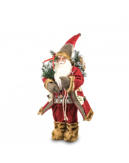 Figurka - św. Mikołaj z latarnią z choinkami