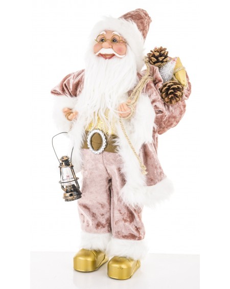 Figurka - św. Mikołaj z latarnią i szyszkami