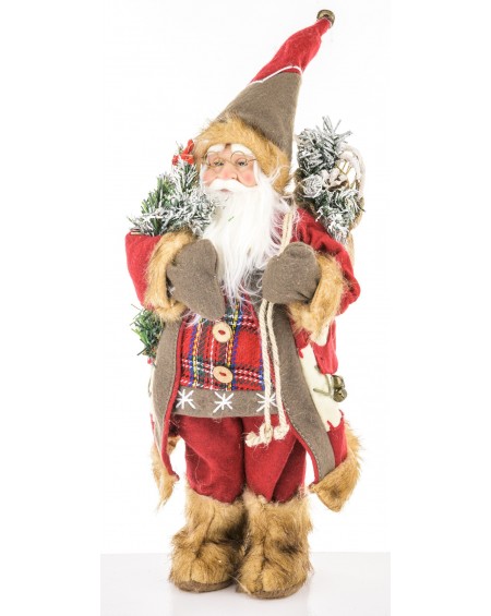 Figurka - święty Mikołaj w kubraczku w kratkę