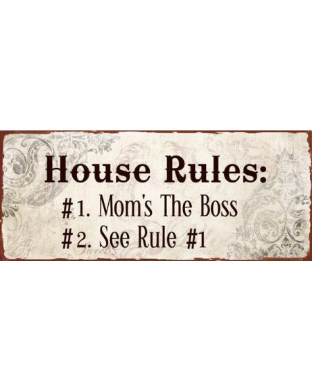 Szyld metalowy House Rules beż