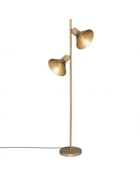 Lampa podłogowa złota z drewnem Godi 151 cm