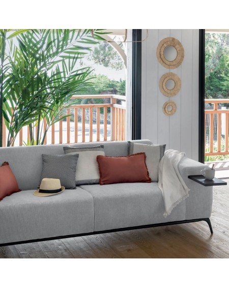 Sofa sztruksowa z wysuwanymi półkami 230 cm