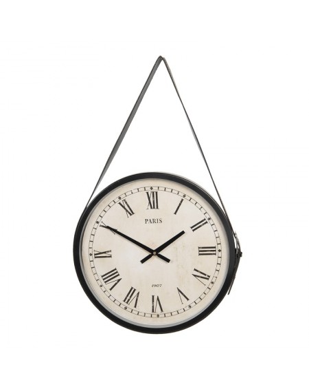 Zegar wiszący na brązowym pasku Paris Ø 42 cm