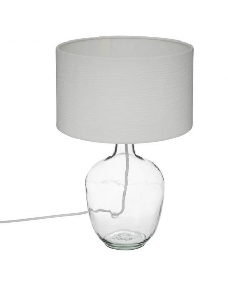 Lampa stołowa szklana z bawełnianym kloszem 43,5 cm
