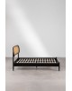 Łóżko drewniane czarne z plecionką wiedeńską 160x200 cm