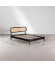 Łóżko drewniane czarne z plecionką wiedeńską 160x200 cm