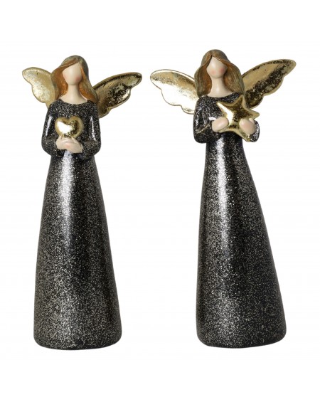 Dekoracja - 2 anioły z ceramiki 24x6,5x10,5 cm ANGELO