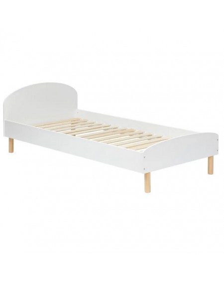 Łóżko dziecięce białe z drewnem 90x190 cm