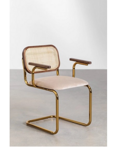 Krzesło na złotej podstawie z plecionką