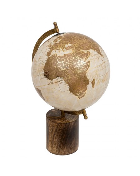 Globus drewno mango beż-złoto 35 cm