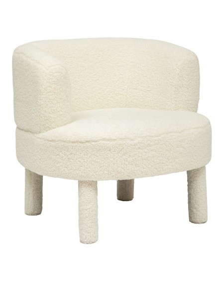 Fotel biały teddy na czterech nogach