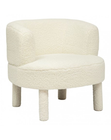 Fotel biały teddy na czterech nogach