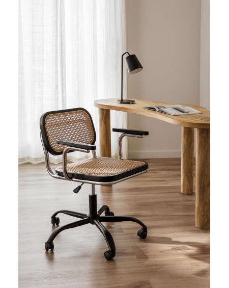 Krzesło biurowe obrotowe z plecionką wiedeńską Black
