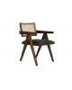 Krzesło drewniane z plecionką wiedeńską i aksamitem butelkowe