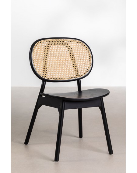 Krzesło drewniane bukowe z plecionką wiedeńską czarne