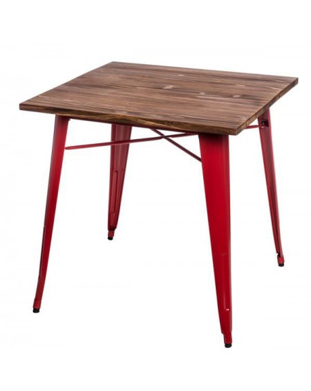 Stół Metalove Wood czerwony sosna